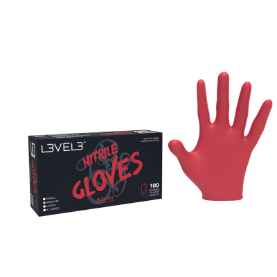 Luvas Nitrilo L3VEL3 Vermelho (100 uni)