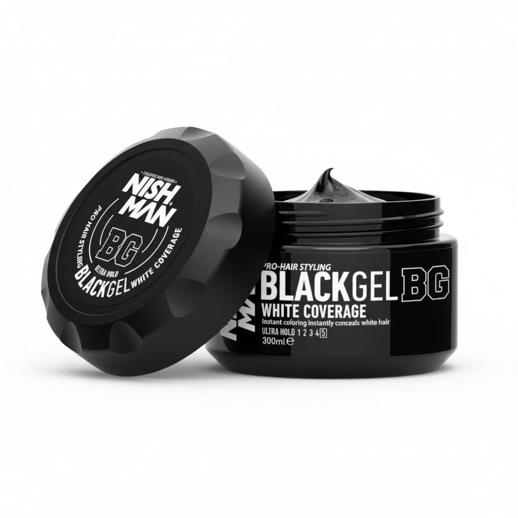 Nishman – Schwarzes Gel, Weißabdeckung, 300 ml