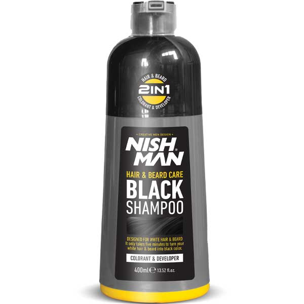 Shampoo Coloração Cabelo & Barba PRETO - Nishman 400ml