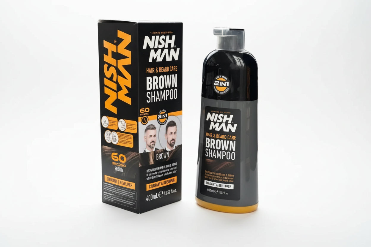 Shampoo Coloração Cabelo & Barba CASTANHO - Nishman 400ml
