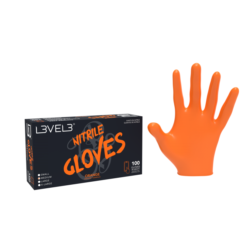 Luvas Nitrilo L3VEL3 Laranja (100 uni)