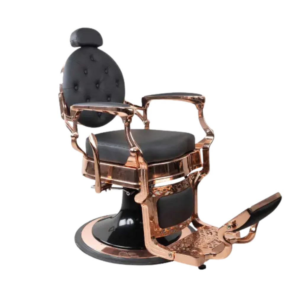 CADEIRA DE BARBEIRO BLACK ROSE GOLD PREMIUM LINE
