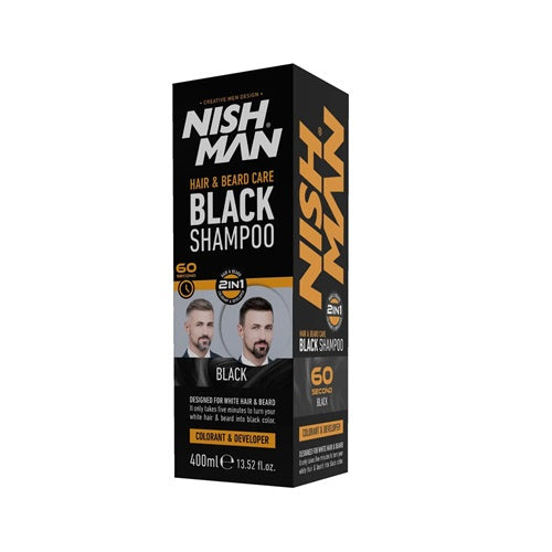 Shampoo Coloração Cabelo & Barba PRETO -  Nishman 400ml