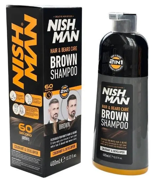 Shampoo Coloração Cabelo & Barba CASTANHO -  Nishman 400ml